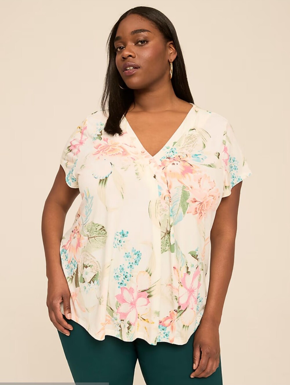 Lane Bryant Swing Cap-Sleeve Pleat-Front Top- 18/20